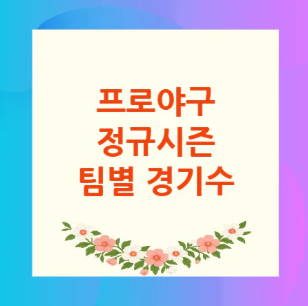 프로야구-팀별-경기수