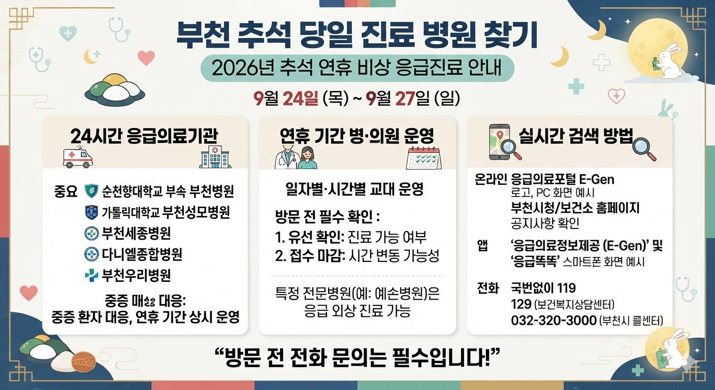 부천 추석 당일 진료 병원 찾기