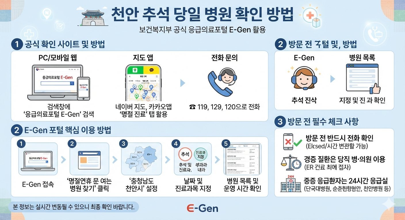 천안 추석 당일 병원 어디서 확인?
